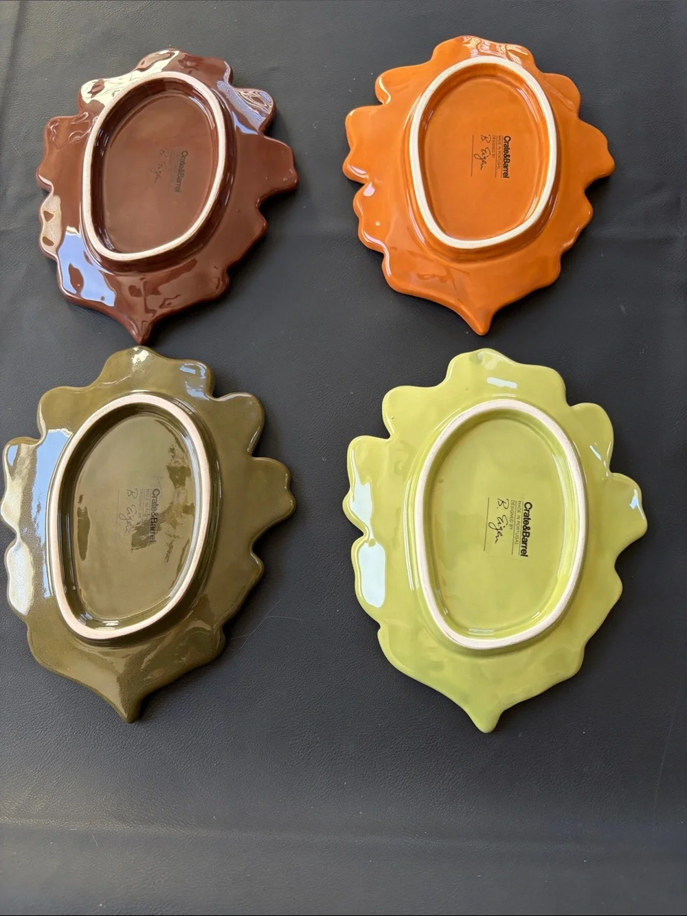 Crate & Barrel B. Eigen Leaf Plates Set of 4 NWOT Made in Portugal Fall Harvest
